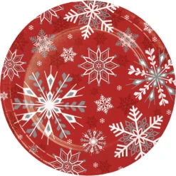 Creative Converting 9in Paper Plates Red Snowflakes 8ct | Christmas