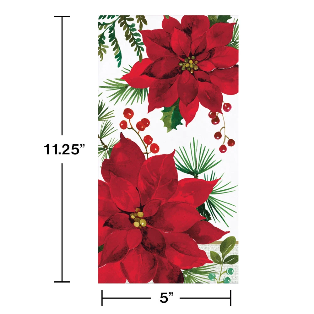 Creative Converting Poinsettia Guest Towel Napkins 16ct | Christmas 2 Creative Converting Poinsettia Guest Towel Napkins 16ct | Christmas - Image 2