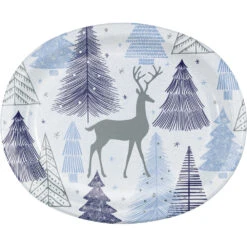 Creative Converting Silver Snowfall Oval Paper Plates 8ct | Christmas