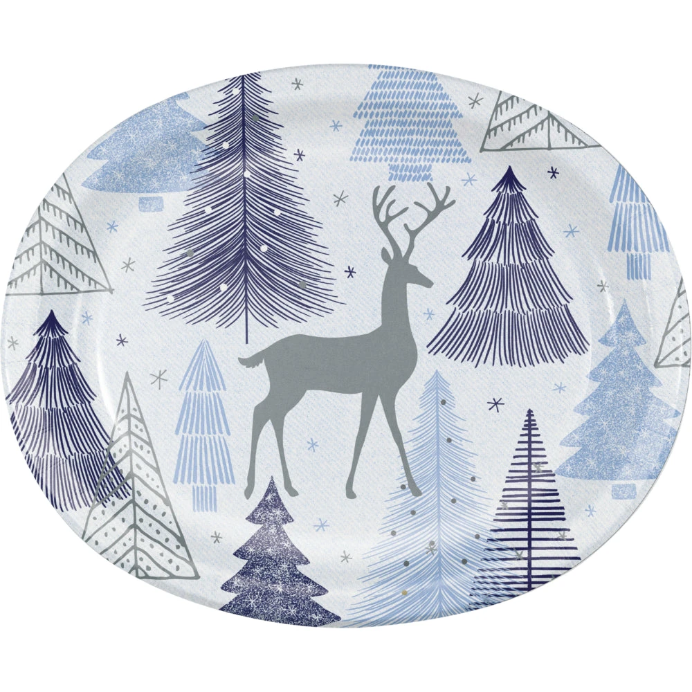 Creative Converting Silver Snowfall Oval Paper Plates 8ct | Christmas 1 Creative Converting Silver Snowfall Oval Paper Plates 8ct | Christmas