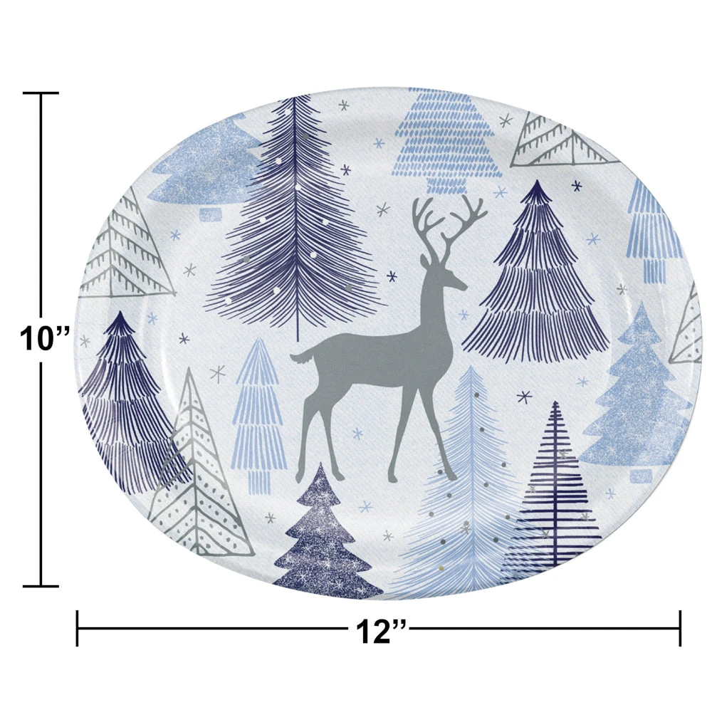 Creative Converting Silver Snowfall Oval Paper Plates 8ct | Christmas 2 Creative Converting Silver Snowfall Oval Paper Plates 8ct | Christmas - Image 2