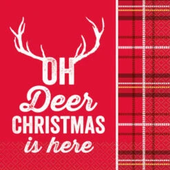 Unique Plaid Deer Christmas Luncheon Napkins 16ct | Christmas