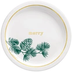 AMSCAN Merry 7in Round Metallic Paper Plates 8ct | Christmas