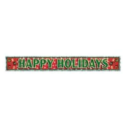 Happy Holidays Metallic Fringe Banner | Christmas