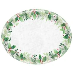 AMSCAN Holly Melamine Textured Oval Serving Platter | Christmas