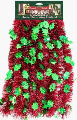 Holly Tinsel Garland 10ft | Christmas