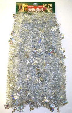 Silver Holographic Snowflake Garland 10ft | Christmas