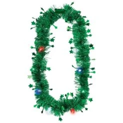 AMSCAN Light Up Tinsel Necklace Green | Christmas