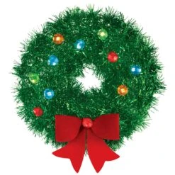 AMSCAN Mini Tinsel Wreath With Bow | Christmas