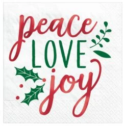 AMSCAN Peace Love Joy Luncheon Napkins 16ct | Christmas