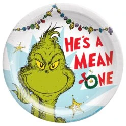AMSCAN 7in Traditional Grinch Round Plate 8ct | Christmas