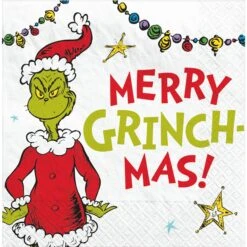 AMSCAN Grinch Merry Grinchmas Beverage Napkin 16ct | Christmas