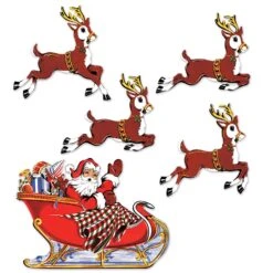Vintage Christmas Santa & Sleigh Cutouts | Christmas
