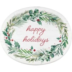 Creative Converting Happy Holidays Oval Paper Plate 8ct | Christmas