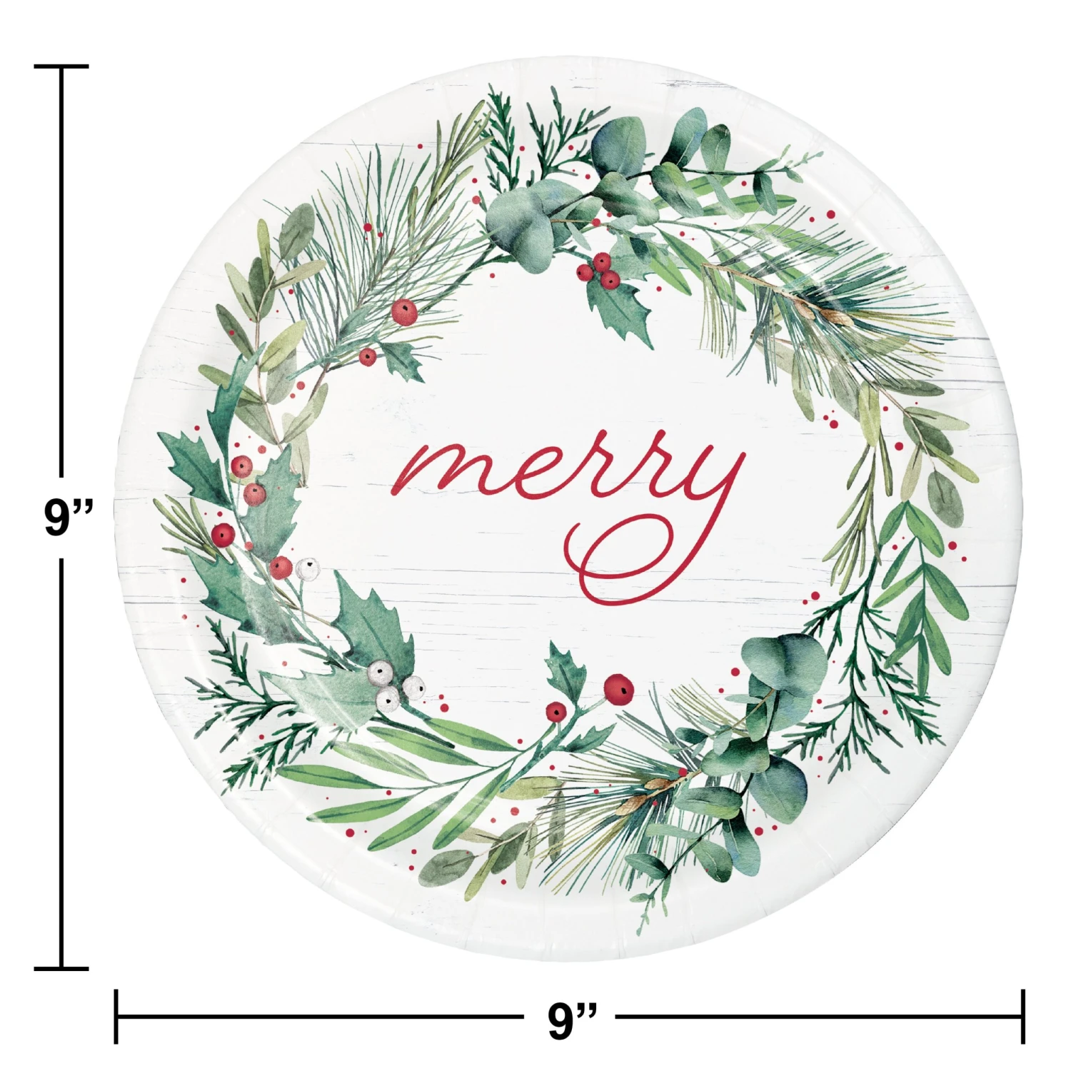 Creative Converting Merry 9in Paper Plates 8ct | Christmas 2 Creative Converting Merry 9in Paper Plates 8ct | Christmas - Image 2