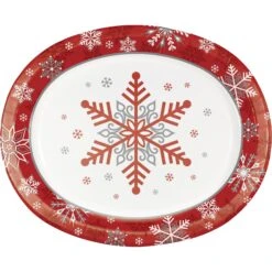 Creative Converting Winter Snowflakes Oval Paper Plates 8ct | Christmas
